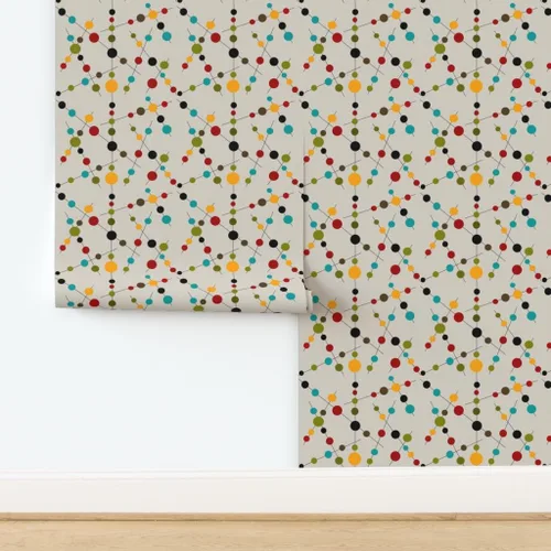 Miniatura 4 de Muestras de papel tapiz para despegar y pegar, barras de burbujas, círculos abstractos modernos de mediados de siglo, retro, puntos vintage, ciencia