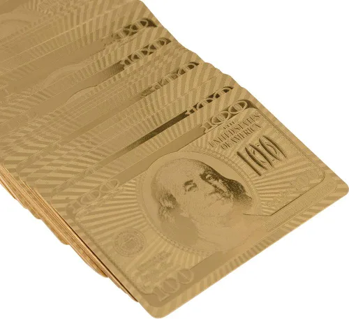Miniatura 2 de VGEBY 1 cartas de póquer, lujo falso chapado en oro cartas de póquer con caja para juego de mesa (Euro)