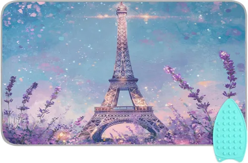 Miniatura 16 de Tapete de planchado de mariposa floral azul, manta portátil con soporte de silicona para planchar para mesa de viaje, resistente al calor, doble