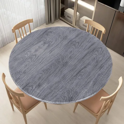 Miniatura 30 de LUSHVIDA - Mantel para mesa redonda impermeable y con borde elástico, de vinilo, ajustable a la mesa, mantel de plástico con borde elástico