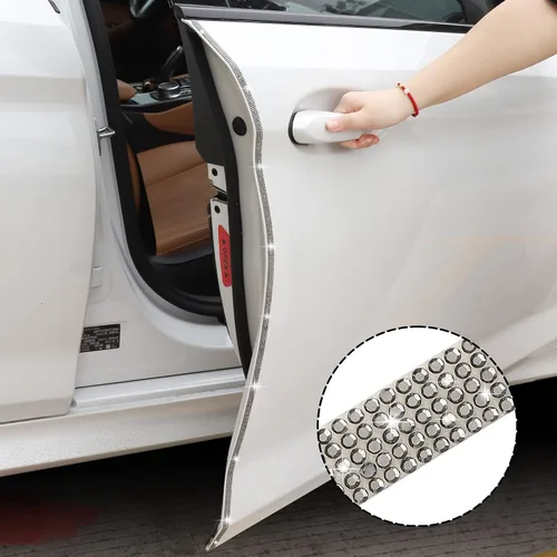 Miniatura 4 de TOMALL Bling Protector de Puerta de Coche Parachoques Anticolisión Tira Adhesiva de Cristal Antiarañazos Cristales Protector de Parachoques