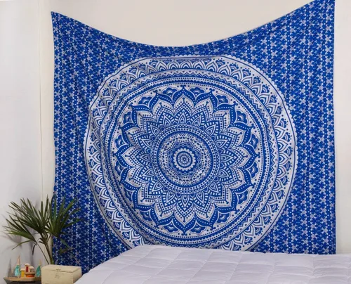 Miniatura 42 de Popular Handicrafts Original Ombre - Tapiz indio Mandala para pared, ornamento hippie, colcha bohemia con brillo metálico