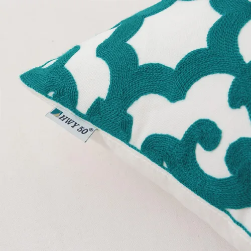 Miniatura 156 de HWY 50 Fundas de almohada decorativas azul marino de 18x18 pulgadas (1 pieza), funda de cojín bordada de algodón para granja, funda de almohada