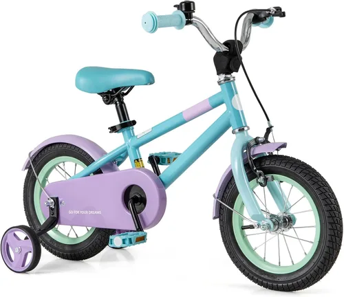 Miniatura 20 de BABY JOY Bicicleta infantil de macarones coloridos, de 12, 14, 16 y 18 pulgadas, bicicleta deportiva para niños con ruedas de entrenamiento