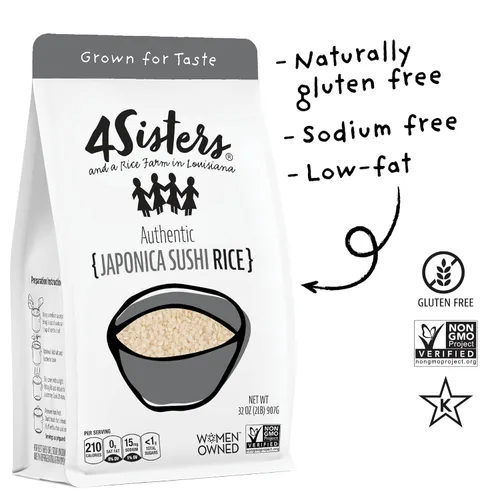 Miniatura 4 de 4Sisters - Auténtico arroz japonés de sushi de grano corto - Cultivado de forma sostenible - Propiedad de mujeres - De la granja a la mesa - 2 libras