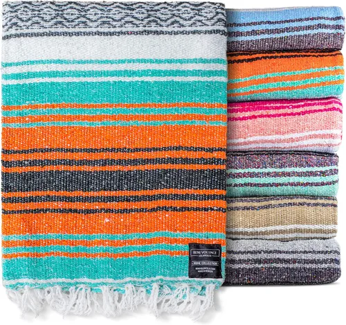 Miniatura 6 de Manta mexicana tipo sarape, tejida a mano, perfecta para usarse como tapete de yoga, manta de playa, manta de picnic, montura de caballo