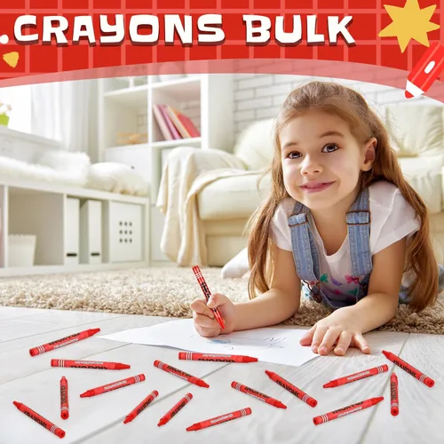 Miniatura 5 de Tenceur Juego de 100 crayones de un solo color a granel, regalos de fiesta, pasteles para adultos, profesores, pintura, aulas, grupos, fiestas, Rojo