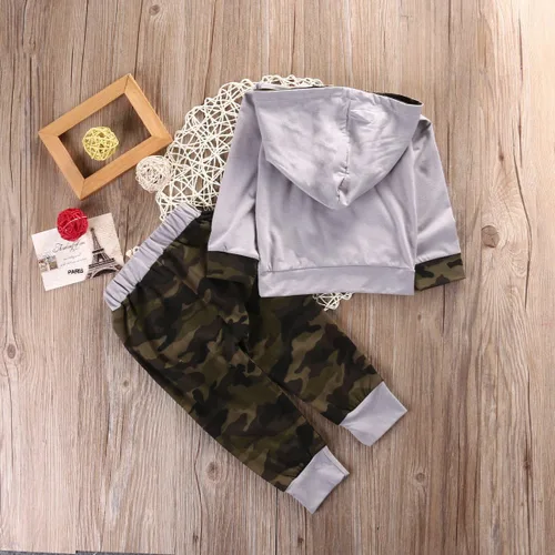 Miniatura 7 de Conjunto de ropa para bebé niño con capucha para otoño e invierno, pantalones de género neutro de manga larga