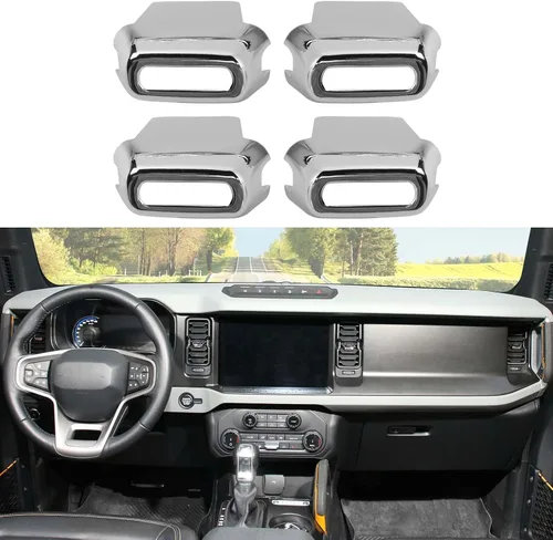 Miniatura 13 de Jimen Compatible con Ford Bronco 2021-2023, 4 piezas de cubierta de botón de ajuste de ventilación de aire de consola central (azul)