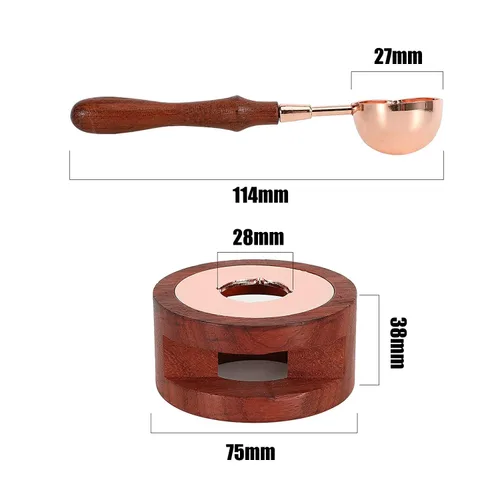 Miniatura 2 de EatingBiting Calentador de cera de madera, kit de cuchara derretida, palos de cera, herramienta de horno de fusión, olla de estufa, sello de cera