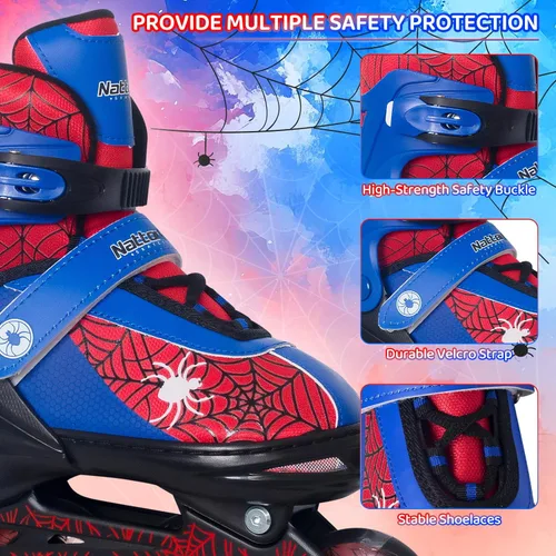 Miniatura 2 de Nattork Patines en línea ajustables para niños con ruedas de poliuretano flash, divertidos patines en línea con ruedas iluminadas, para edades de 4