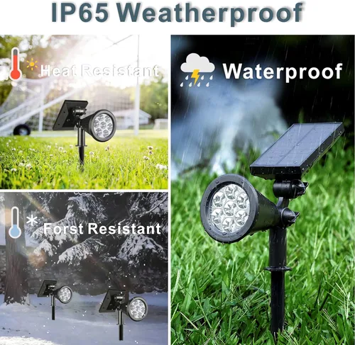 Miniatura 5 de Focos solares de paisaje al aire libre, 7 luces LED brillantes, del atardecer al amanecer, impermeable, funciona con energía solar, luces de poste