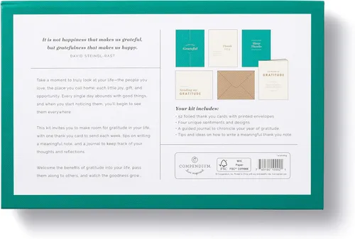 Miniatura 2 de Compendium - Kit de tarjeta de agradecimiento para inspirar 52 semanas de agradecimiento Verde y crema: un año de gratitud
