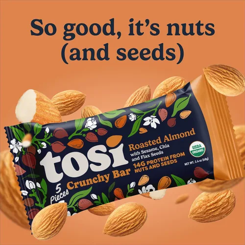 Miniatura 8 de Tosi Organic SuperBites Snacks veganos, 2.4 onzas (paquete de 12), sin gluten, Omega 3s, barras de proteína vegetal con lino y semillas de chía