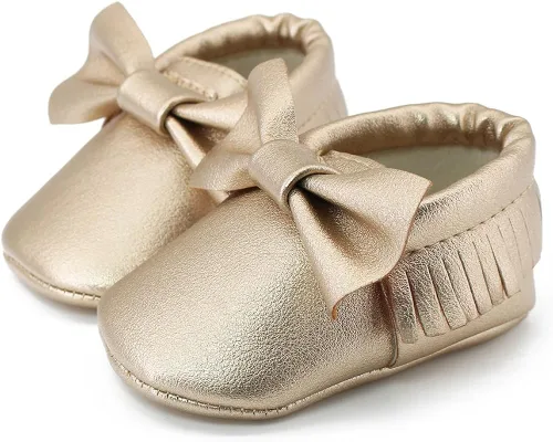 Miniatura 6 de OOSAKU Zapatos con nudo de lazo de piel sintética suela suave para bebé niño pequeño