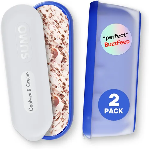 SUMO Juego de 2 recipientes para helado casero - 1.5 cuartos cada uno, contenedores de almacenamiento reutilizables para congelador - Azul