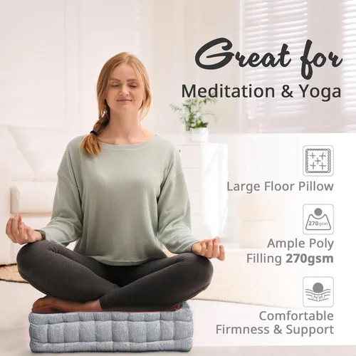 Miniatura 5 de Intelligent Design Azza Almohada de Piso, Cojines Grandes para Sentarse para Adultos, Almohada de Piso para Meditación o Yoga, Chenille Lustroso