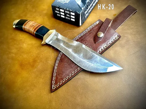 Miniatura 5 de Cuchillo grande forjado hecho a mano de 13 pulgadas, cuchillo de hoja fija, cuchillo Bowie de espiga completa, cuchillo de caza, cuchillo
