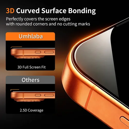 Miniatura 6 de Paquete de 4 protectores de pantalla de privacidad para iPhone 16 Pro Max de 6.9 pulgadas, vidrio templado para iPhone 16 ProMax, marco de luz