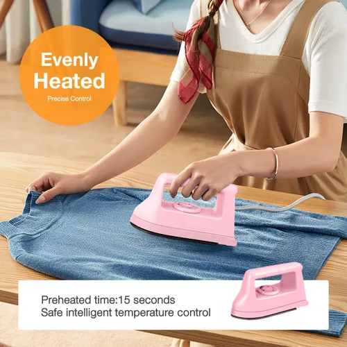 Miniatura 3 de Kit de Máquina de Prensa de Calor Portátil Mini Crafts Iron Handy con Tapete de PVC para Transferencia de Calor, Accesorios de Base de Carga