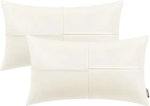 Miniatura 10 de BRAWARM Fundas de almohada de tiro de cuero sintético de 18 x 18 pulgadas, fundas de almohada de cuero marrón foca paquete de 2, almohadas Sello