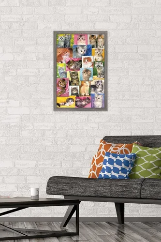Miniatura 2 de Trends International Keith Kimberlin - Póster de pared de collage de gatitos, 14.725 x 22.375 pulgadas, versión enmarcada de madera de granero