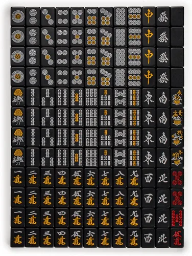 Miniatura 7 de Yellow Mountain Imports - Juego de Mahjong Riichi japonés - Azulejos negros de tamaño estándar y estuche de vinilo - con ficha del Viento del Este