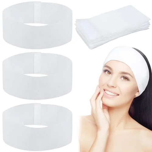 Miniatura 10 de 128 diademas faciales desechables de spa no tejidas, bandas faciales suaves para el cuidado de la piel con cierre de convento para mujeres y niñas