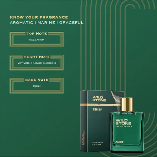Miniatura 4 de Wild Stone Chief Eau De Parfum 3.38oz, 3.4 fl oz Perfume EDP de lujo para hombres Fragancia intensa de larga duración 100% aroma líquido
