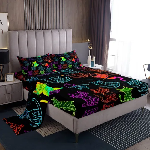 Miniatura 24 de Juego de sábanas de camping Happy Camping para niños Queen 4 piezas, juego de ropa de cama de autocaravana, juego de sábanas de accesorios de coche