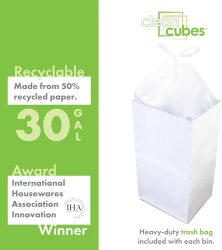 Miniatura 5 de Clean Cubes Botes de basura desechables de 30 galones (paquete de 3) con bolsas bajas, contenedores plegables de basura y reciclaje para fiestas