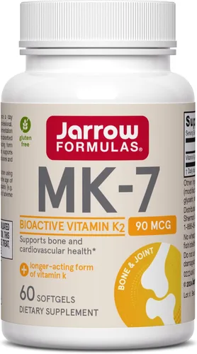 Jarrow Formulas MK-7 90 mcg - Forma bioactiva de vitamina K2 - 60 porciones (cápsulas blandas) - para la salud ósea y cardiovascular - Suplemento