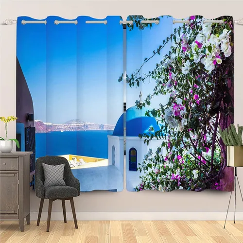 Miniatura 9 de Cortinas japonesas con pintura de tinta, monte Fuji, sol rojo, puesta de sol, hojas de bambú, cortinas de ventana para dormitorio, sala de estar