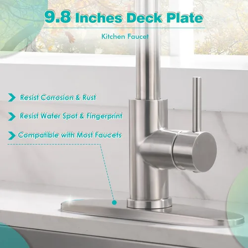 Miniatura 5 de Kicimpro Placas de grifo para cubrir agujeros, placa de cubierta de níquel cepillado de acero inoxidable para 1 o 3 agujeros, grifo de baño o cocina