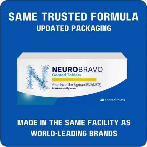 Neurobravo Vitamina B1, B6, B12 tabletas para la salud nerviosa, dolor nervioso, entumecimiento, rigidez muscular, calambres musculares, deterioro