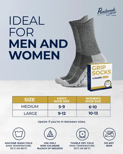 Miniatura 18 de Pembrook 4 pares de calcetines antideslizantes para hombres, mujeres, marido, papá, calcetines de agarre para hospital, yoga, pilates, barre