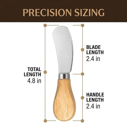 Miniatura 2 de Pequeños cuchillos esparcidores de queso, mango de madera, 5 pulgadas, cuchillos de cóctel de acero inoxidable para condimentos, queso, mantequilla