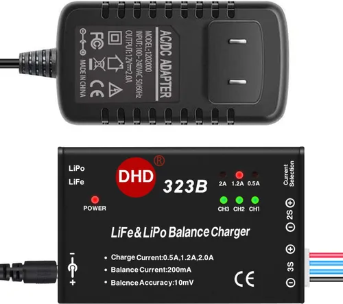 20W 2A 323B RC Cargador de equilibrio de batería para 2S 3S 7.4v 11.1v LiPo 6.6V 9.9V Life RC Battery Pack y RC Car Drone Truck Helicóptero Airsoft