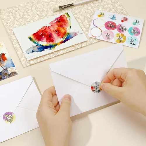 Miniatura 7 de 36 juegos de tarjetas planas de acuarela con sobres y sellos, 4 x 6 pulgadas, algodón puro de 10.58 oz/m², papel prensado en frío sin ácidos