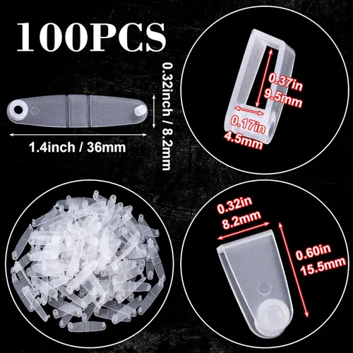 Miniatura 2 de OIIKI 100 clips de plástico para llavero, conector acrílico transparente, pestañas a presión, tarjetero para llaves, anillos, oficina, tarjetas