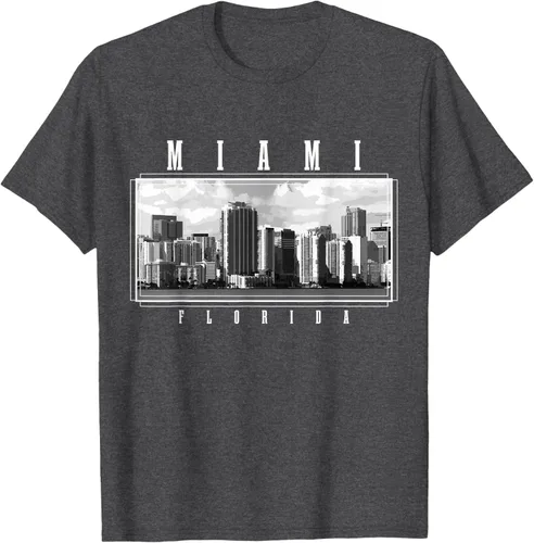 Miniatura 24 de Miami Skyline Florida Pride Vintage Miami Camiseta, Negro