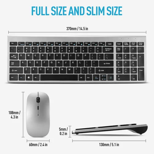 Miniatura 4 de Combo de teclado y ratón inalámbricos, conjunto de teclado y ratón inalámbricos compacto y silencioso 2.4G, diseño ultradelgado y elegante