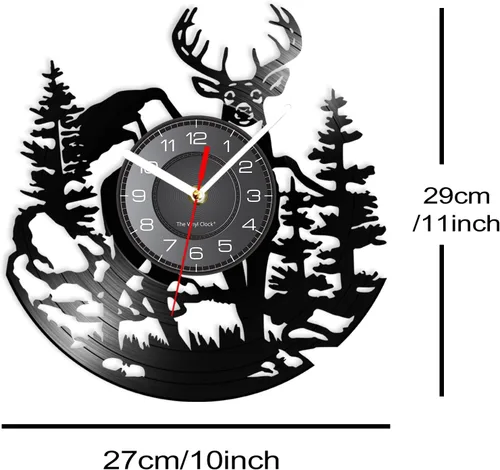 Miniatura 6 de Cabin Deer - Reloj de pared con 7 colores cambiantes, reloj de caza de ciervos de 12 pulgadas, silencioso, funciona con pilas, bosque y vida Con luz