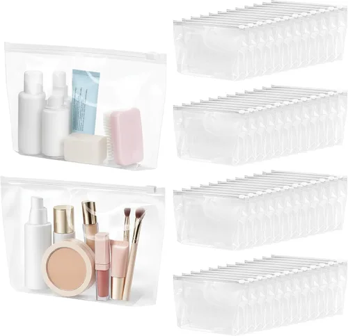 Miniatura 8 de Bokon 100 bolsas pequeñas de aseo a granel, 5.12 x 8.11 pulgadas, bolsas de maquillaje transparentes para cosméticos con cremallera, bolsas de viaje