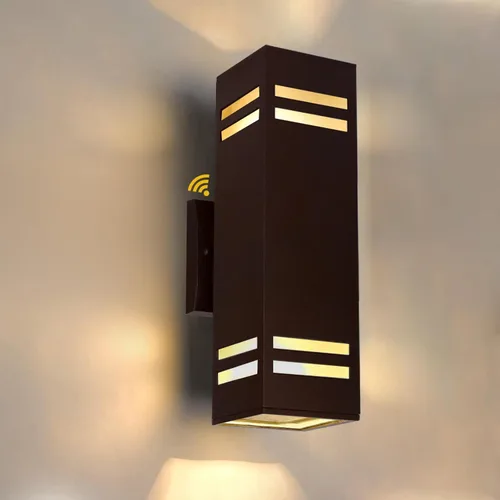 iYogaled Lámpara de pared para exteriores del anochecer al amanecer, con certificación ETL, diseño cuadrado de aluminio impermeable para montaje en