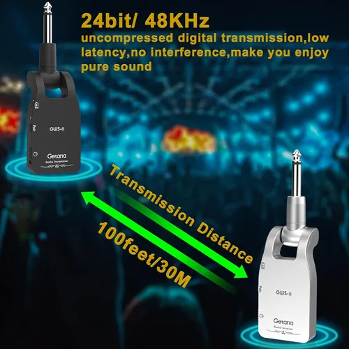 Miniatura 7 de Sistema de guitarra inalámbrica 2.4 GHz transmisor de guitarra inalámbrica Receptor Guitarra eléctrica Batería de litio recargable inalámbrica
