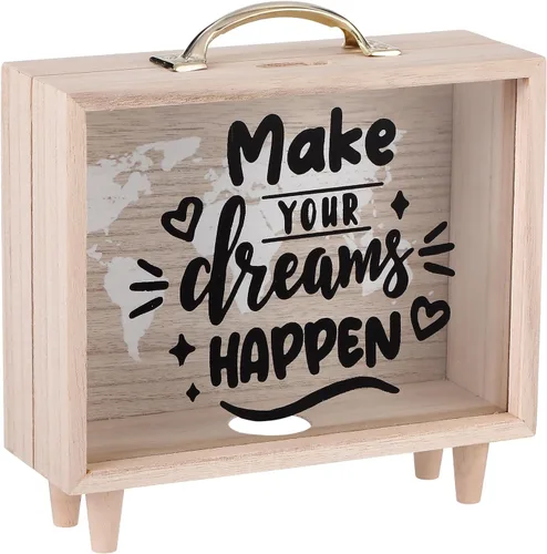 Miniatura 8 de Vesici Caja de Fondos de Viaje Alcancía para Adultos Caja de Ahorros de Dinero Maleta Decorativa de Vacaciones Banco de Monedas de Madera