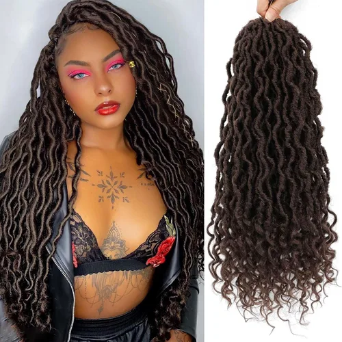 Miniatura 29 de Trenzas postizas Goddess, 6 paquetes de 18 pulgadas, cabello lacio, trenzado con ganchillo, para mujeres negras, trenzas postizas ombre con puntas