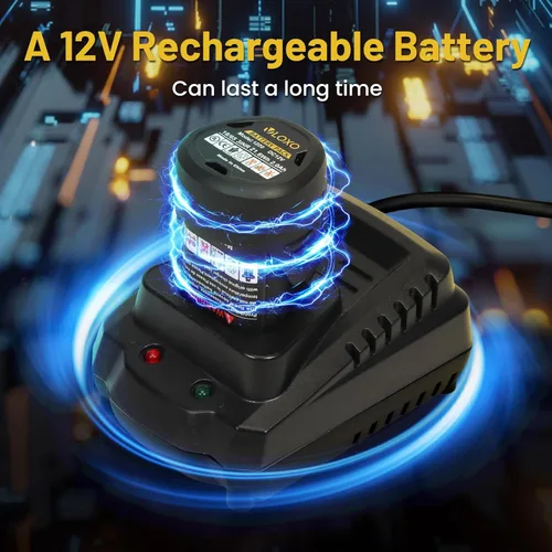 Miniatura 5 de VLOXO Tijeras eléctricas rotativas de tela sin cable, tijeras eléctricas recargables para cuero con bloqueo de seguridad, cortador de múltiples