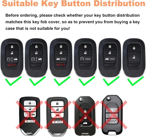 Miniatura 2 de Funda para llavero Honda con llavero, funda de cuero genuino para llave remota inteligente Honda Accord Civic CRV HRV Pilot Sport SI EX EXL 2022